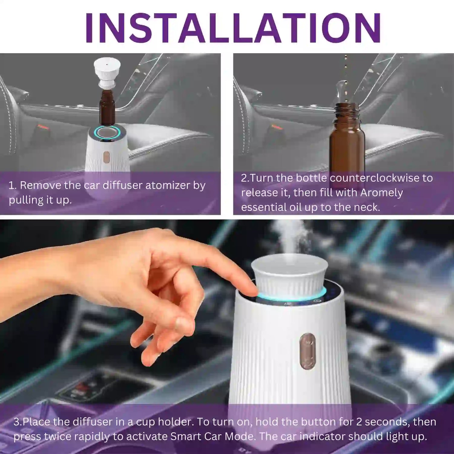 Aromely Smart Car Diffuser – Perfect for sedans, SUVs & more.