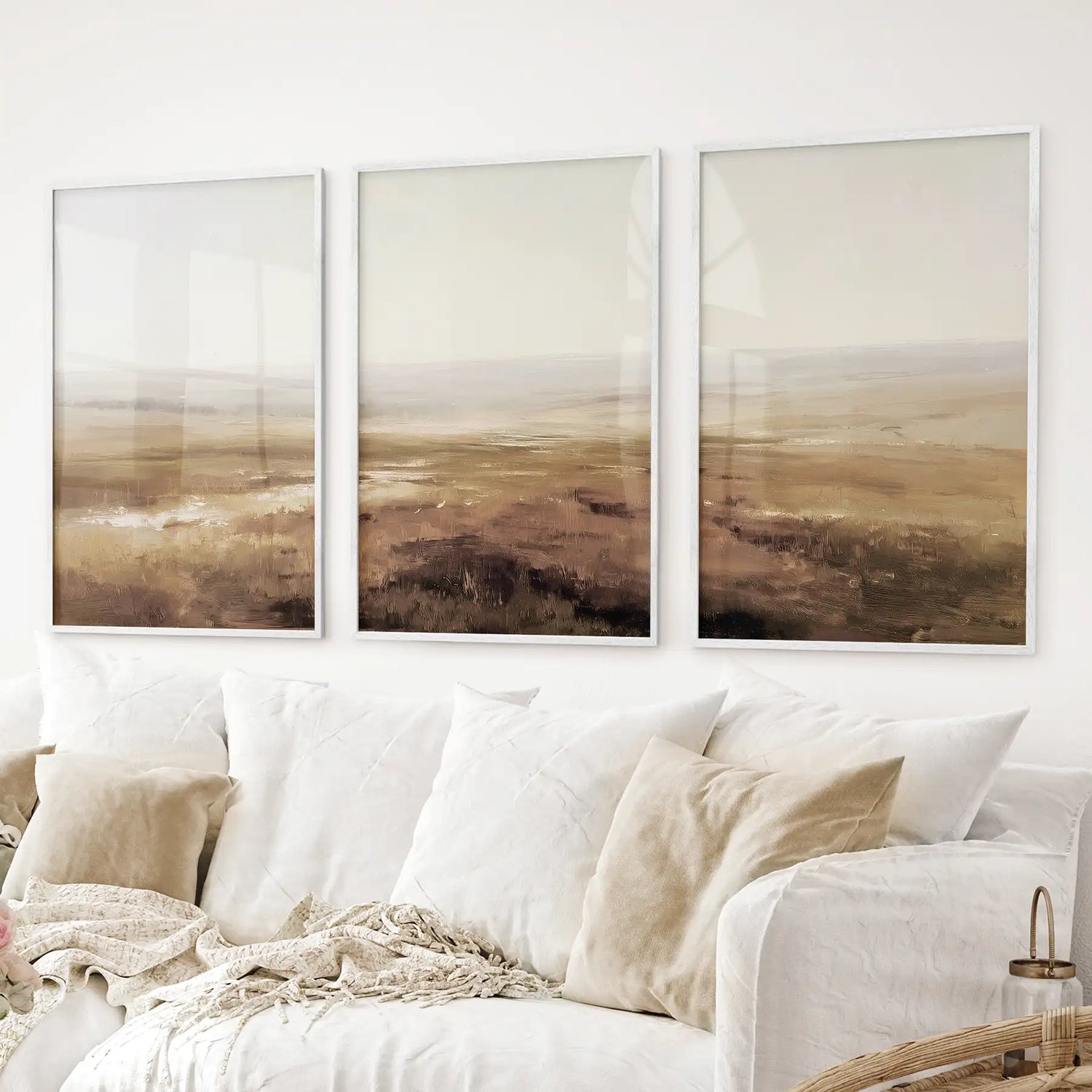 Minimalist Neutral Landscape Wall Art. Set of 3 Prints