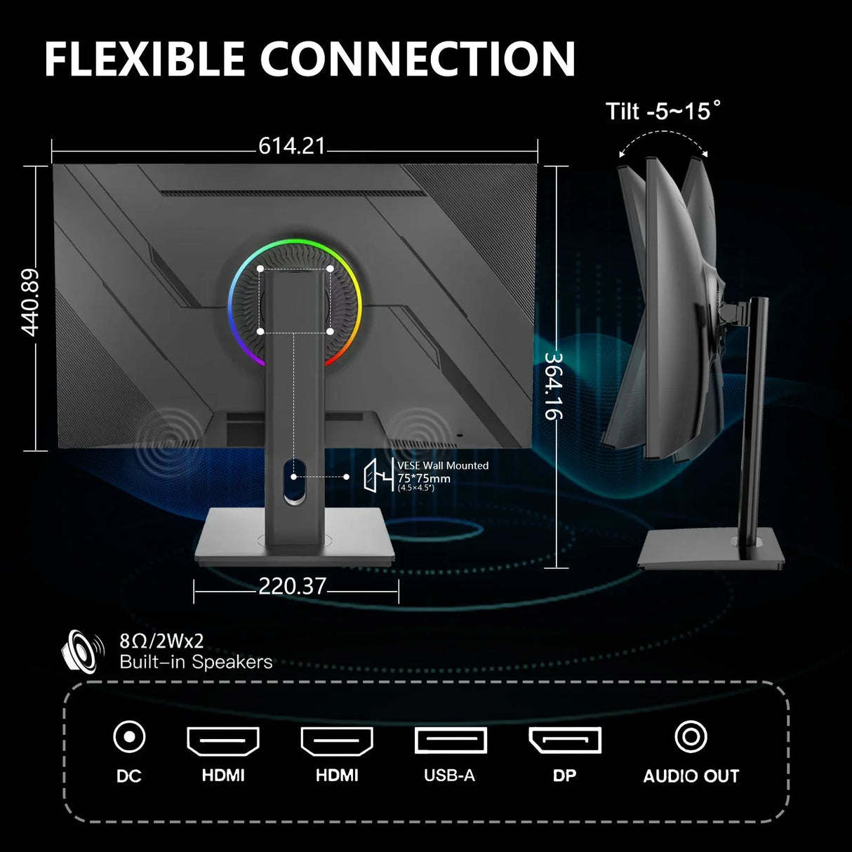 Rehisk 27Inch 180Hz QHD 2K HDR10 Support Gaming Monitor - RE272KV1