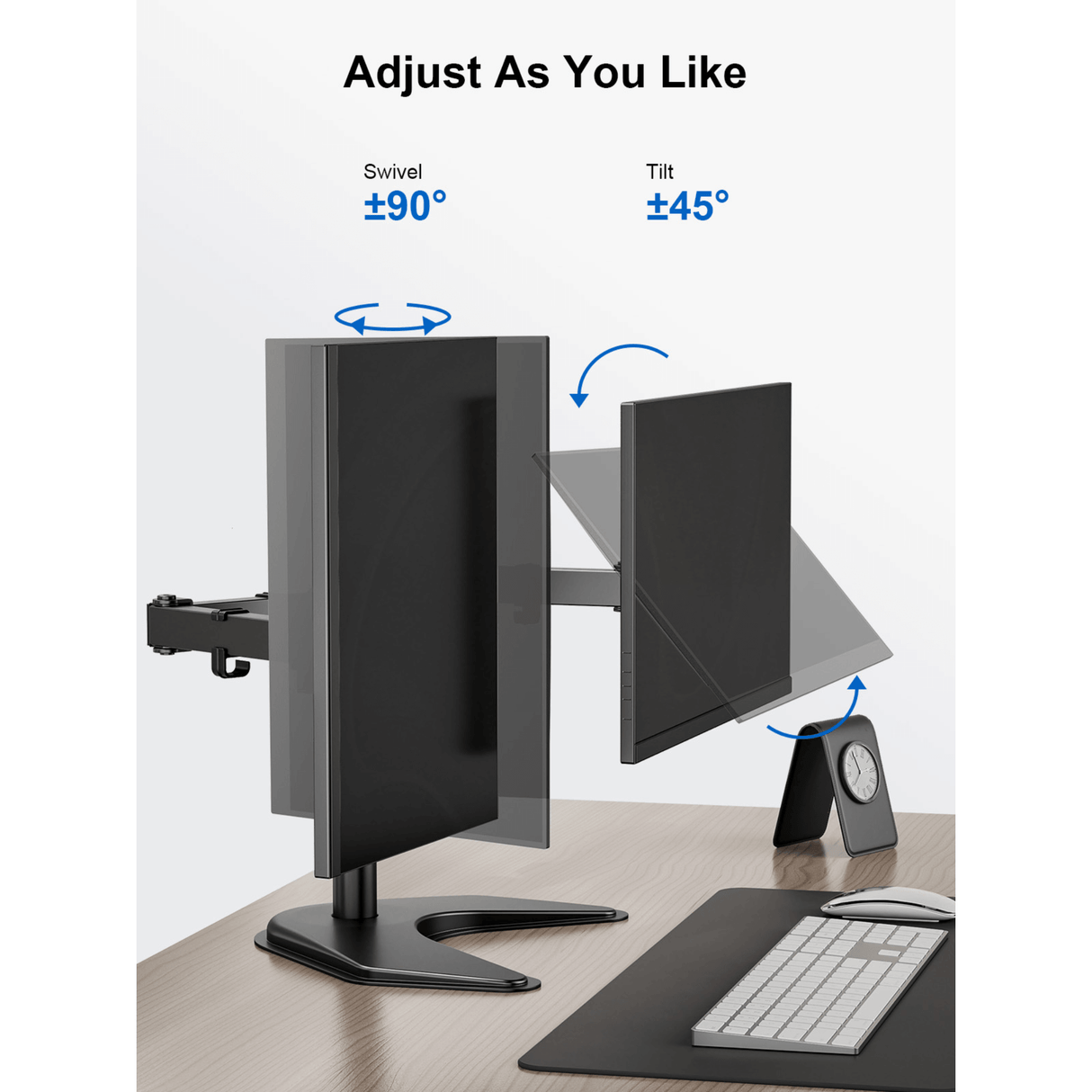 ErgoAV Motion Desk Stand for Dual Monitors 13" to 27" up to 22lbs