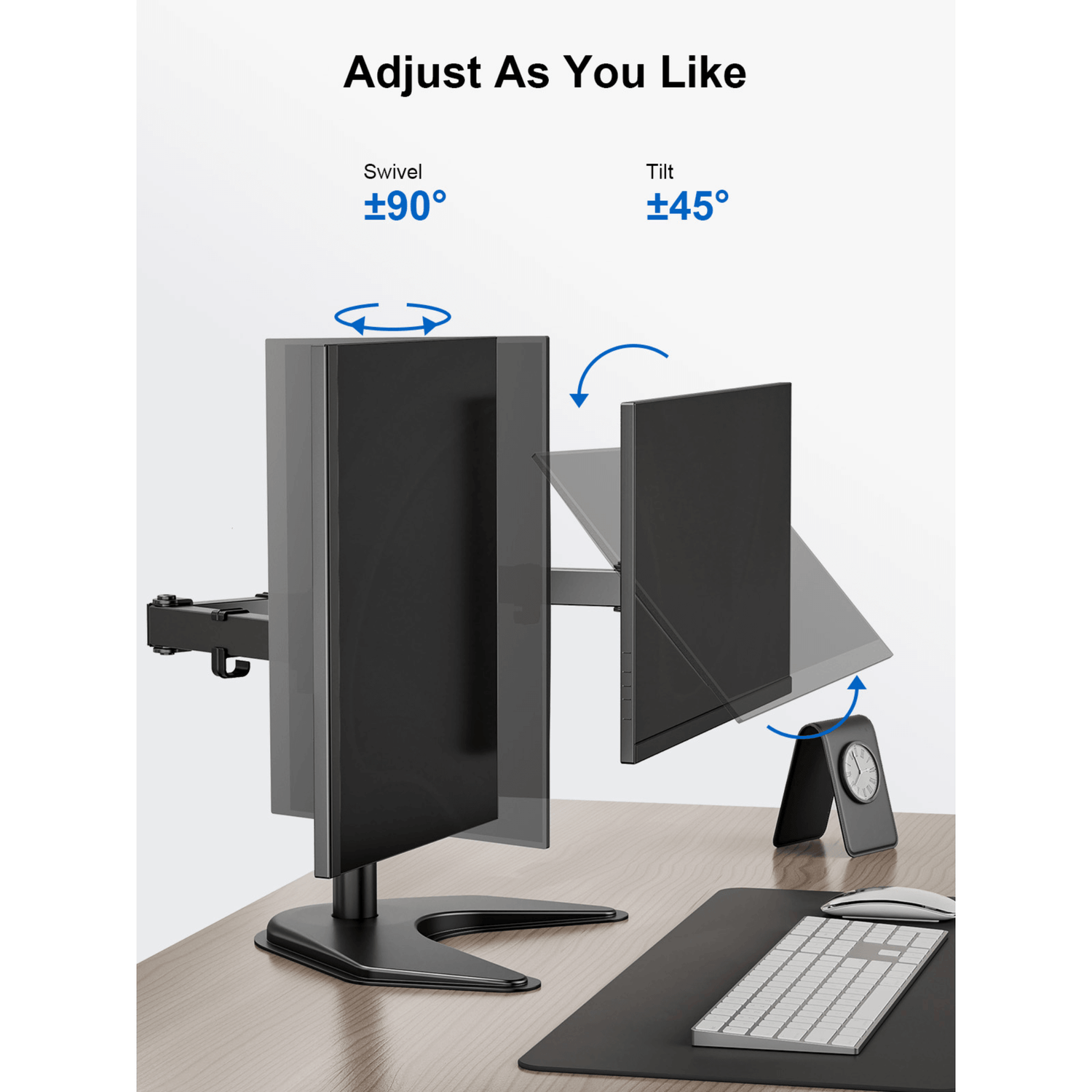 ErgoAV Motion Desk Stand for Dual Monitors 13" to 27" up to 22lbs