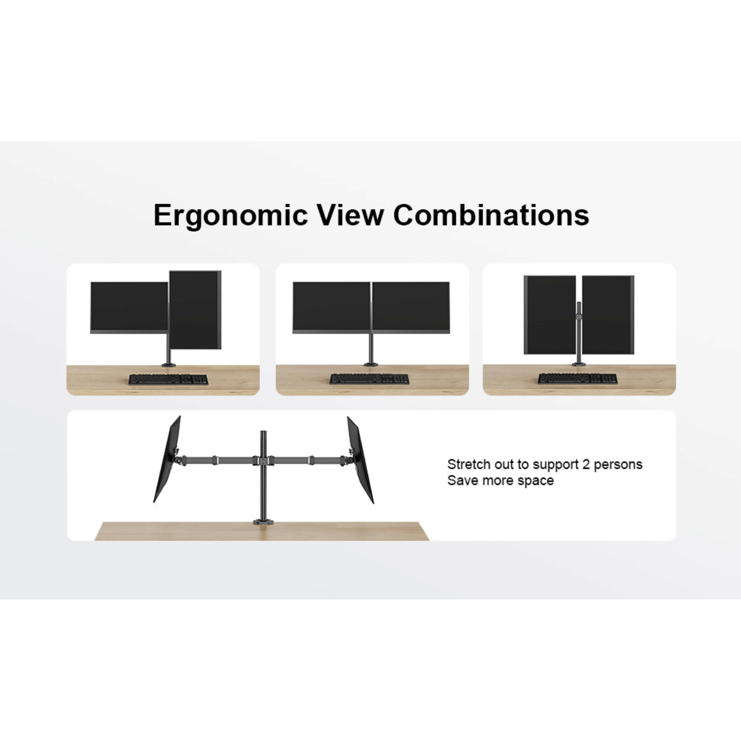 ErgoAV Motion Desk Stand for Dual Monitors 13" to 27" up to 17lbs
