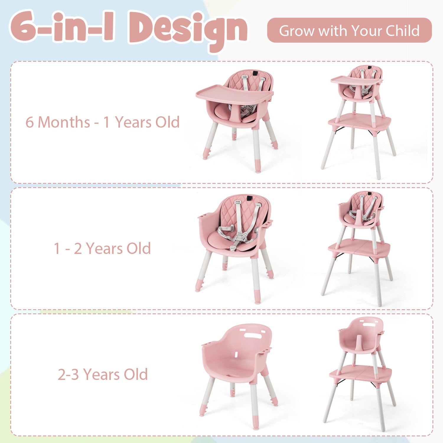 4-in-1 Baby Convertible Toddler Table Chair Set with PU Cushion