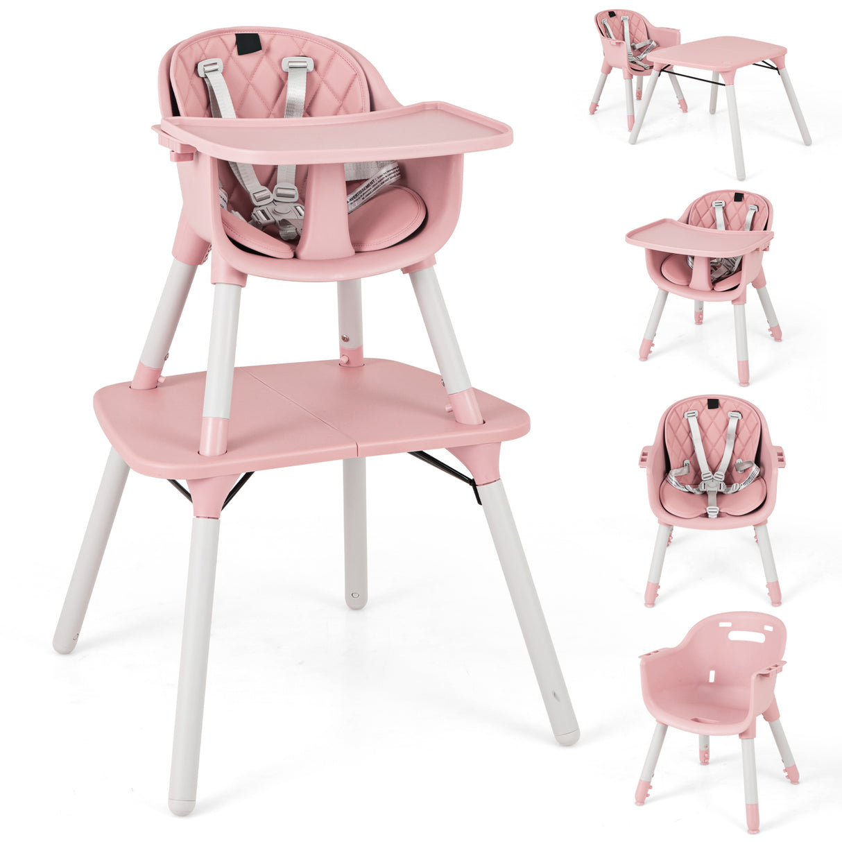 4-in-1 Baby Convertible Toddler Table Chair Set with PU Cushion