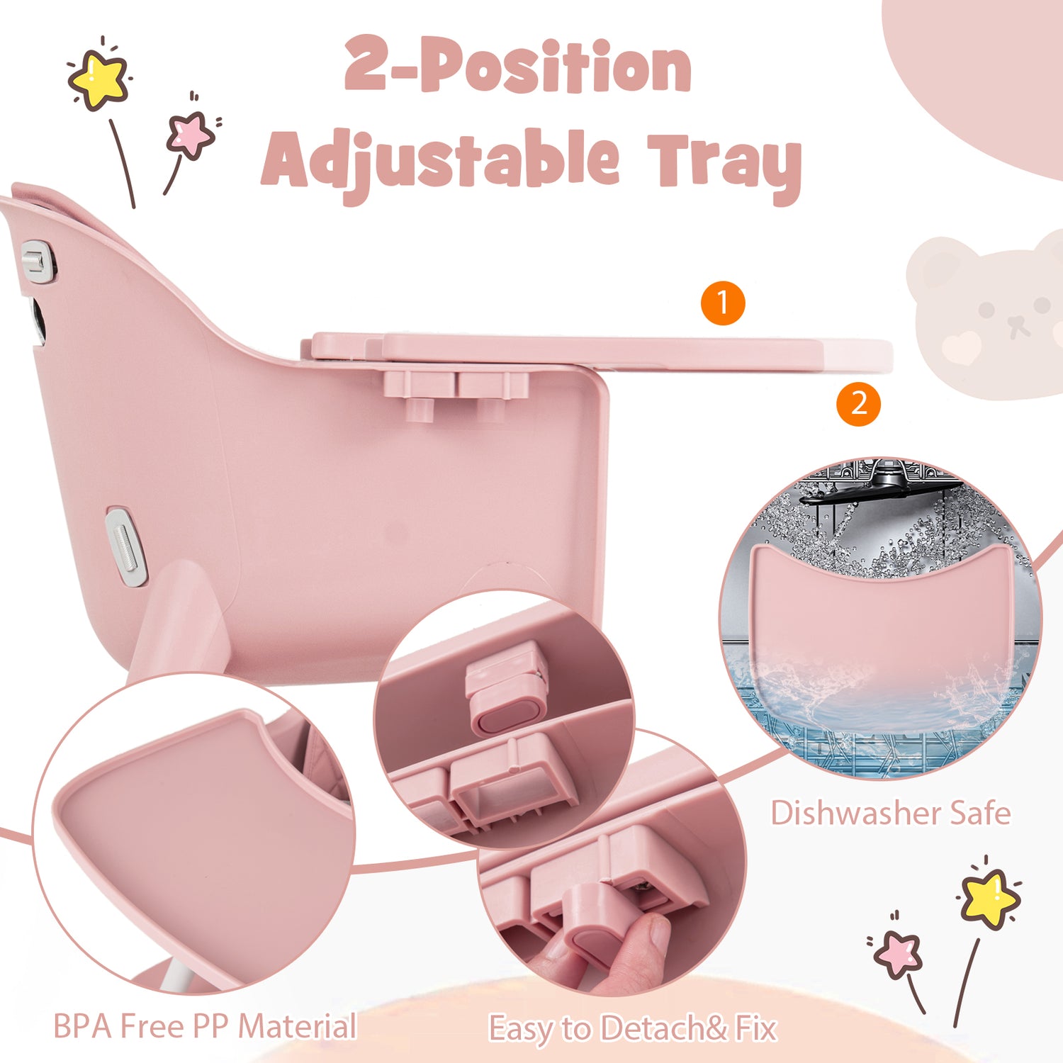 4-in-1 Baby Convertible Toddler Table Chair Set with PU Cushion