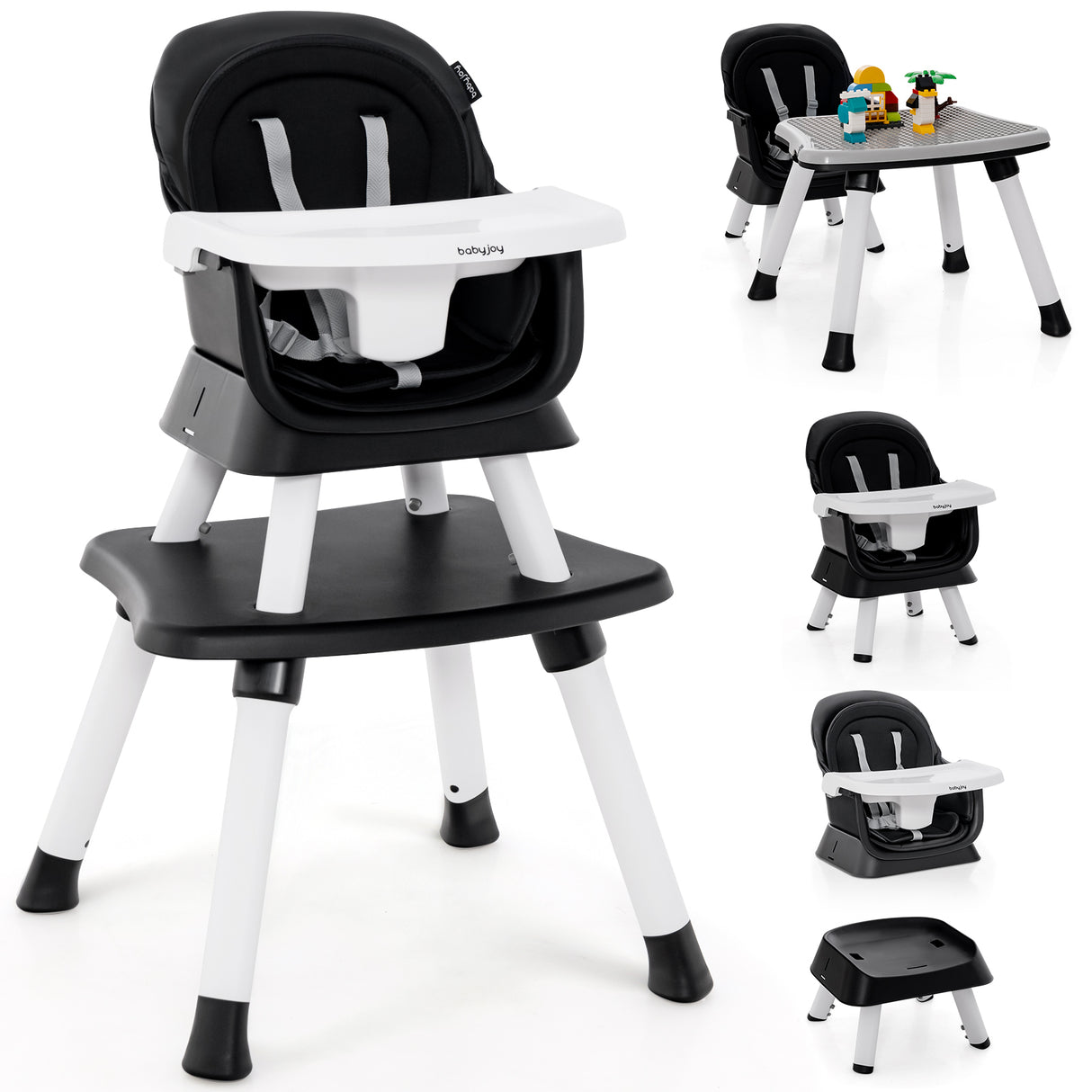 6-in-1 Convertible Baby High Chair with Adjustable Removable Tray
