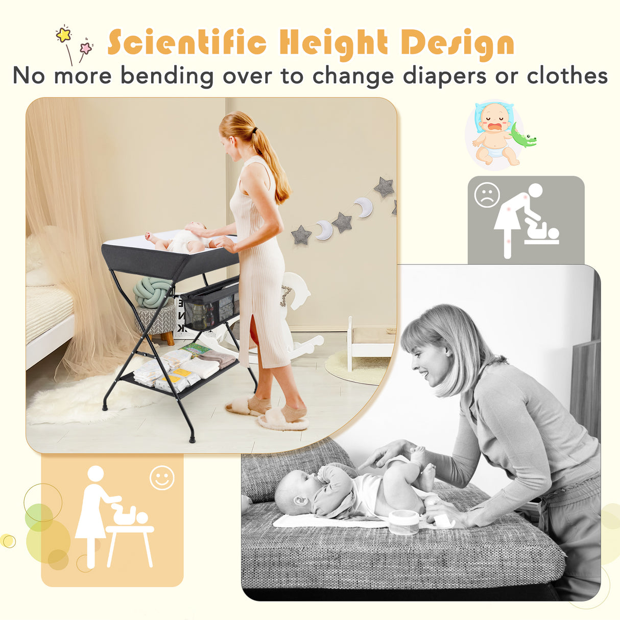 Baby Storage Folding Diaper Changing Table
