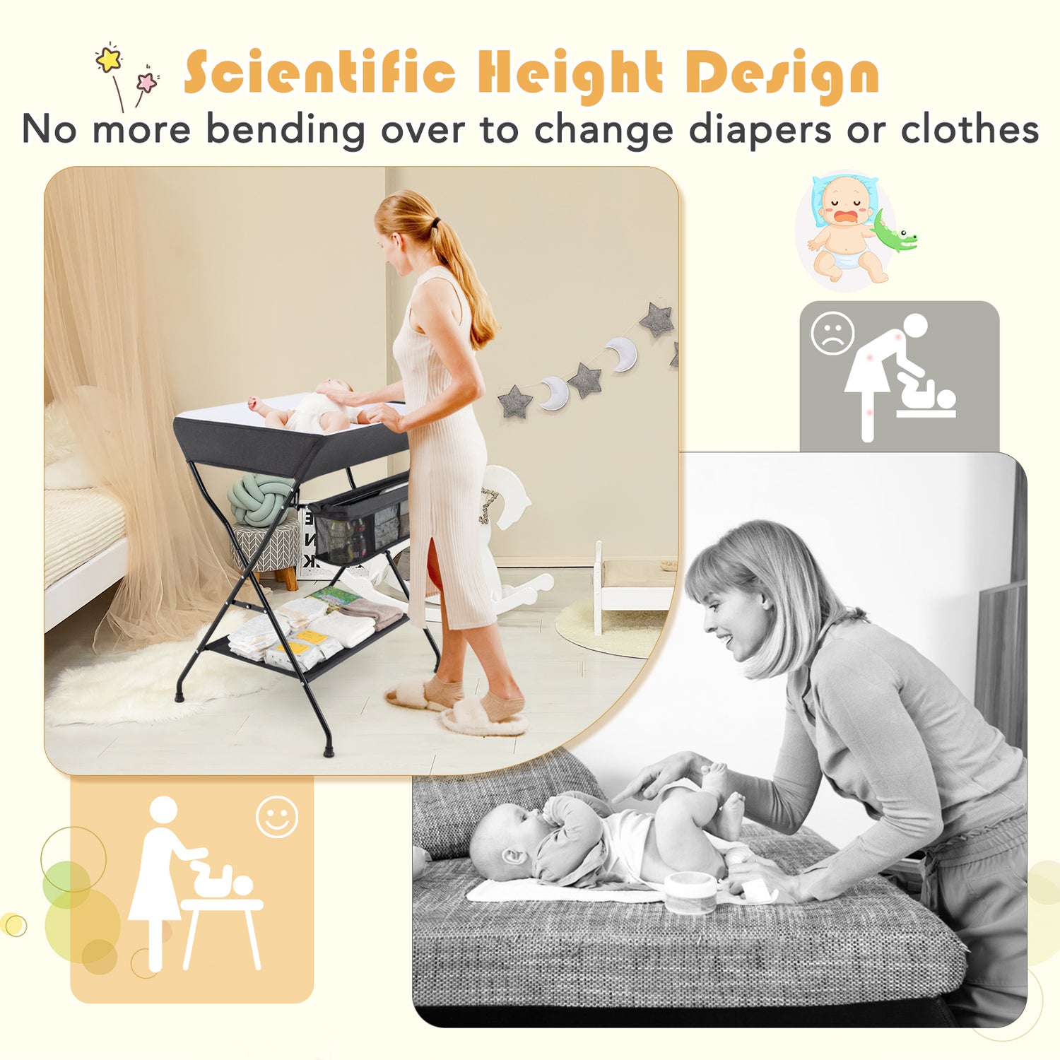 Baby Storage Folding Diaper Changing Table