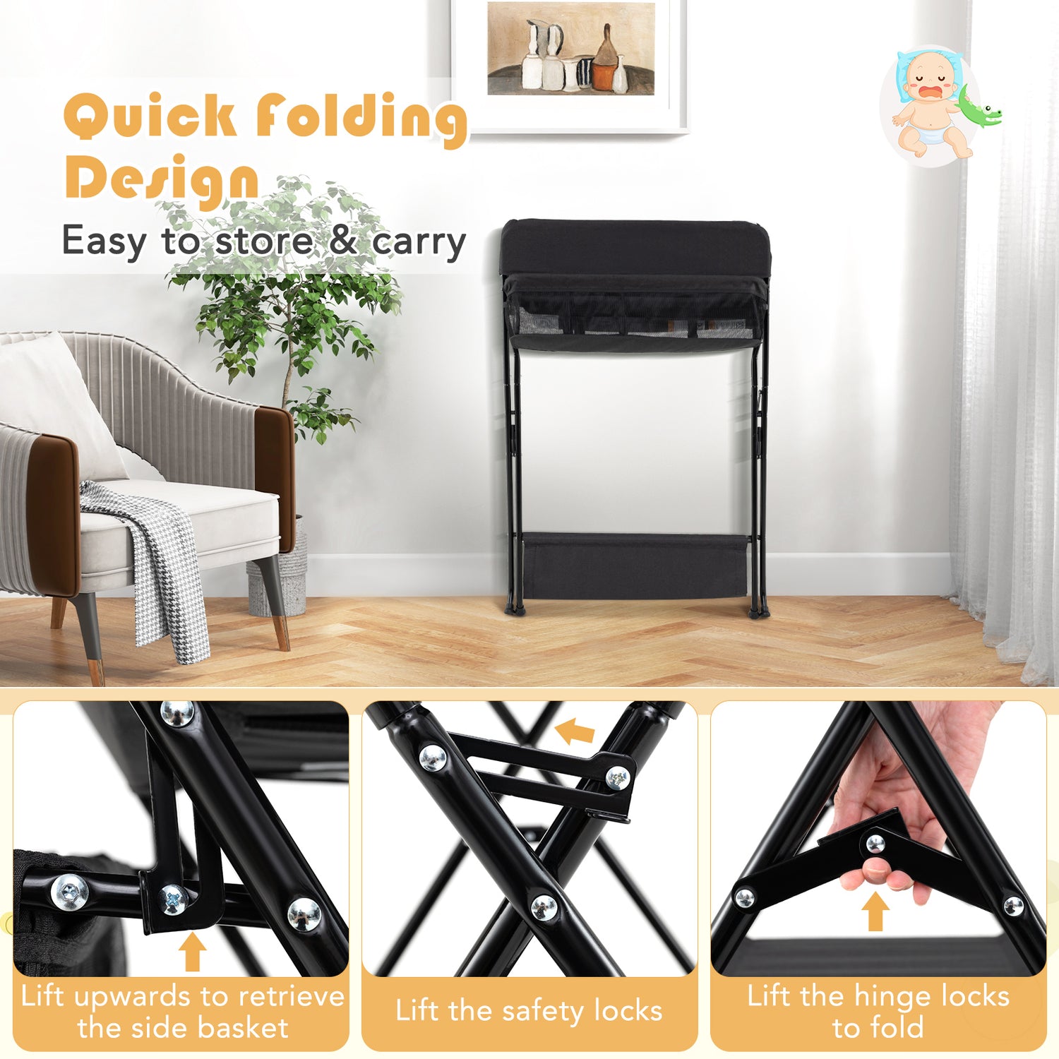 Baby Storage Folding Diaper Changing Table