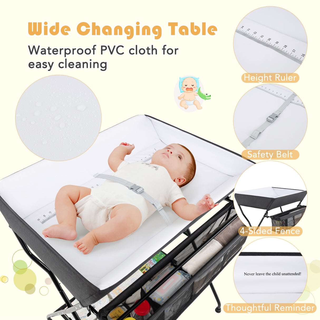 Baby Storage Folding Diaper Changing Table