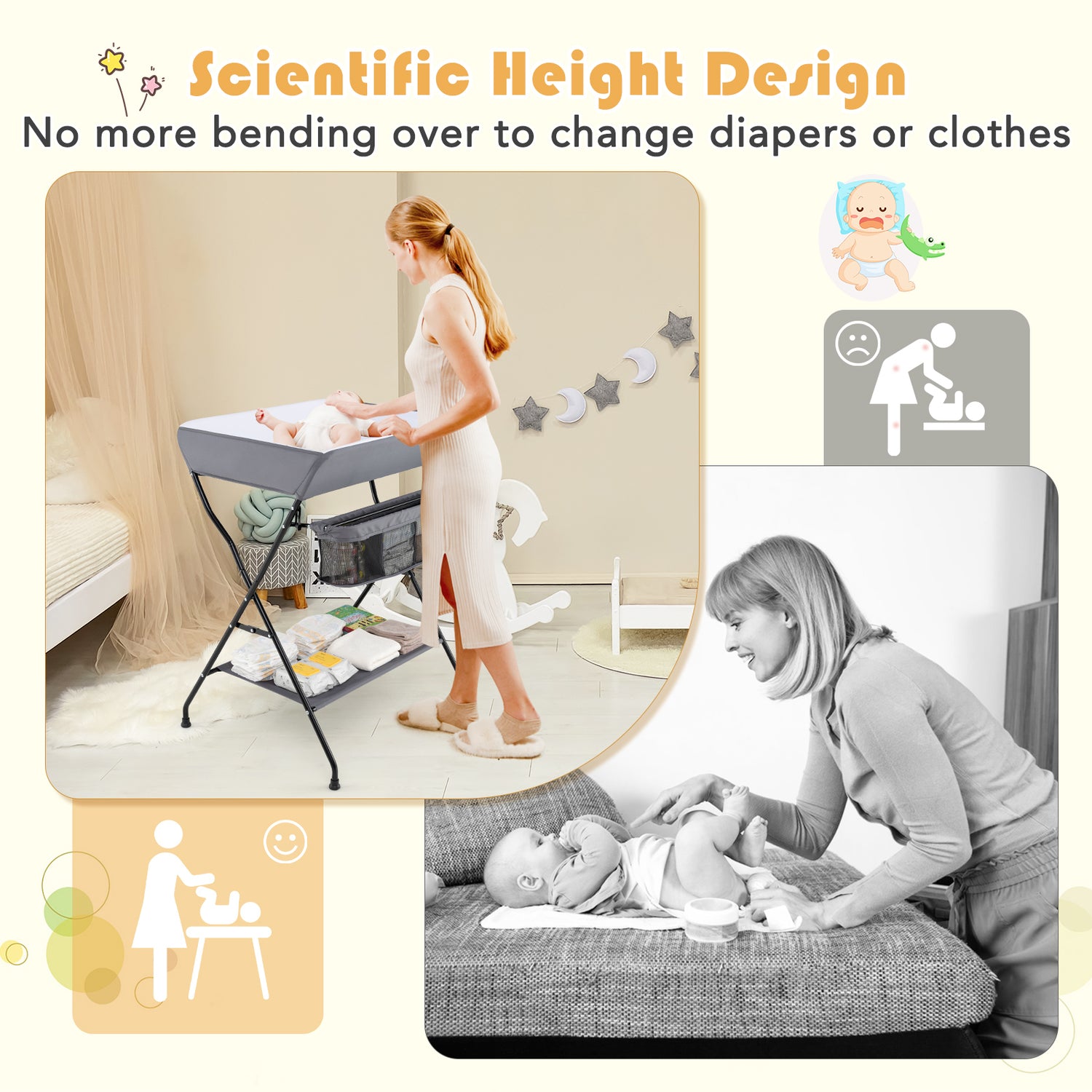 Baby Storage Folding Diaper Changing Table