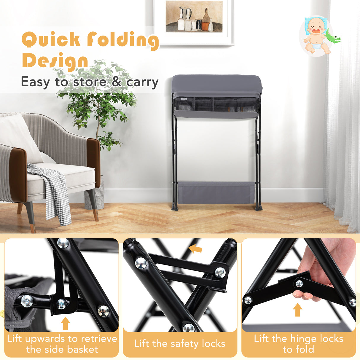 Baby Storage Folding Diaper Changing Table