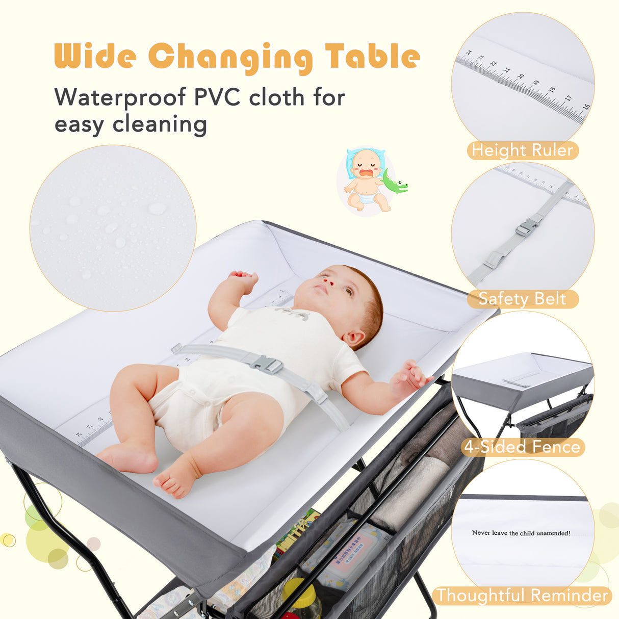 Baby Storage Folding Diaper Changing Table