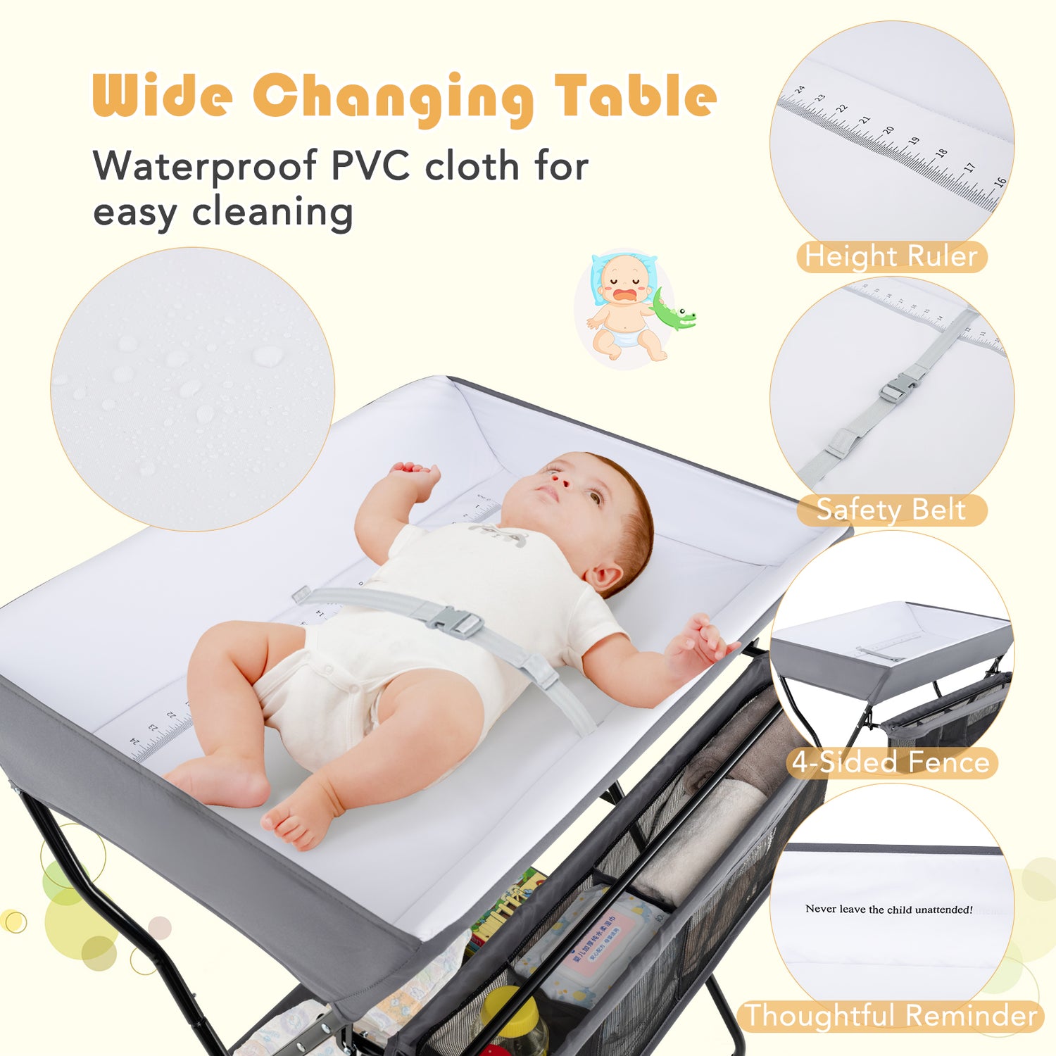 Baby Storage Folding Diaper Changing Table