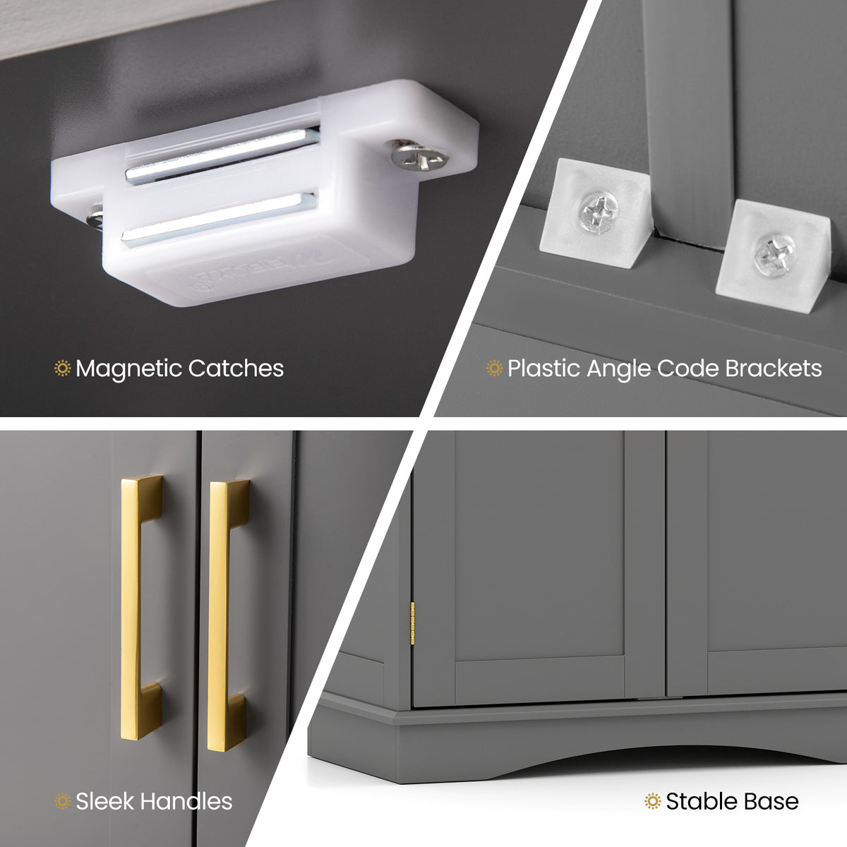 Bathroom Floor Storage Cabinet with 2 Doors and Adjustable Shelves