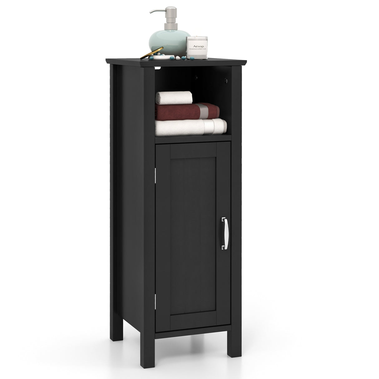 1-Door Freestanding Bathroom Cabinet with Open Shelf