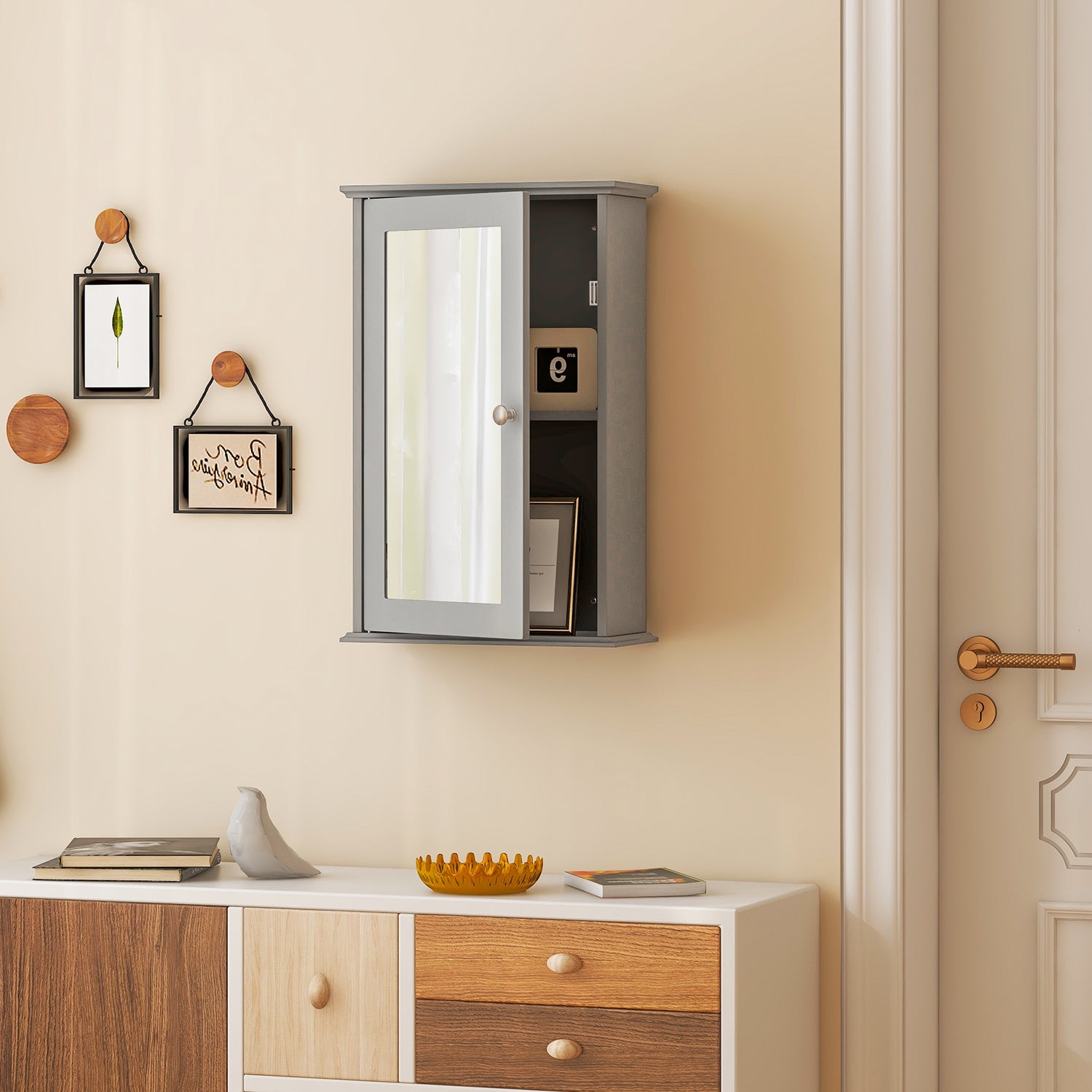Bathroom Wall Cabinet with Single Mirror Door