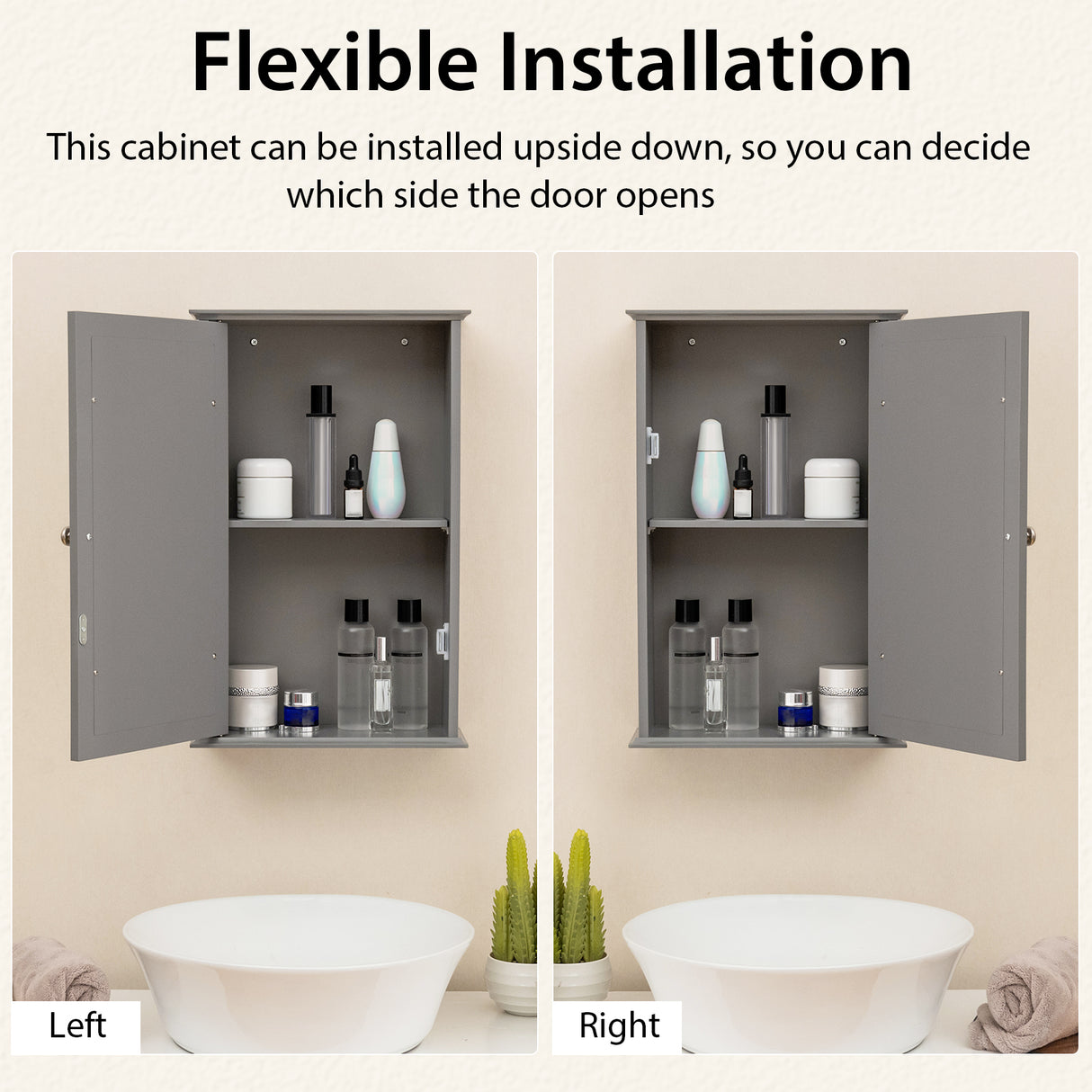 Bathroom Wall Cabinet with Single Mirror Door