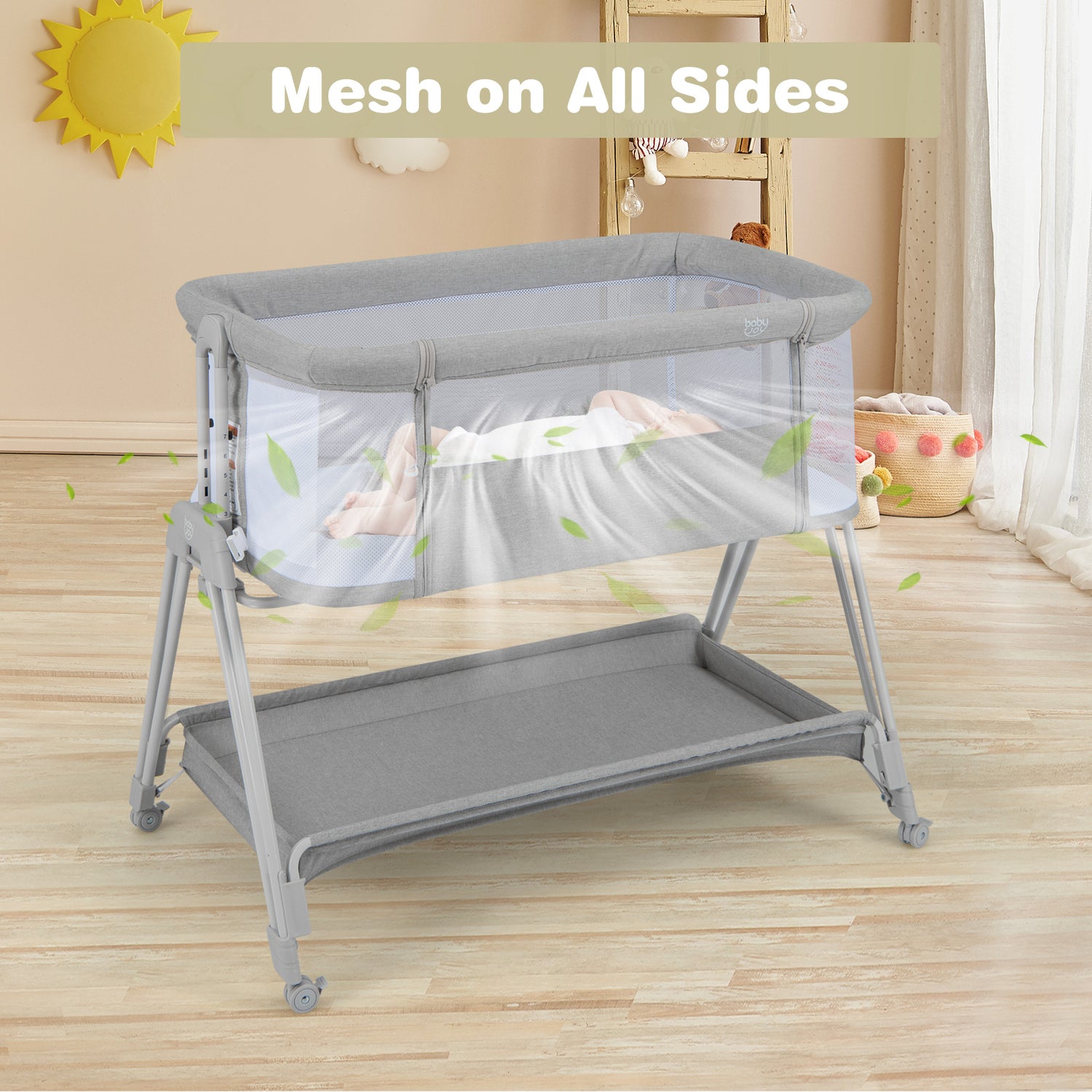 Portable Bedside Sleeper for Baby with 7 Adjustable Heights
