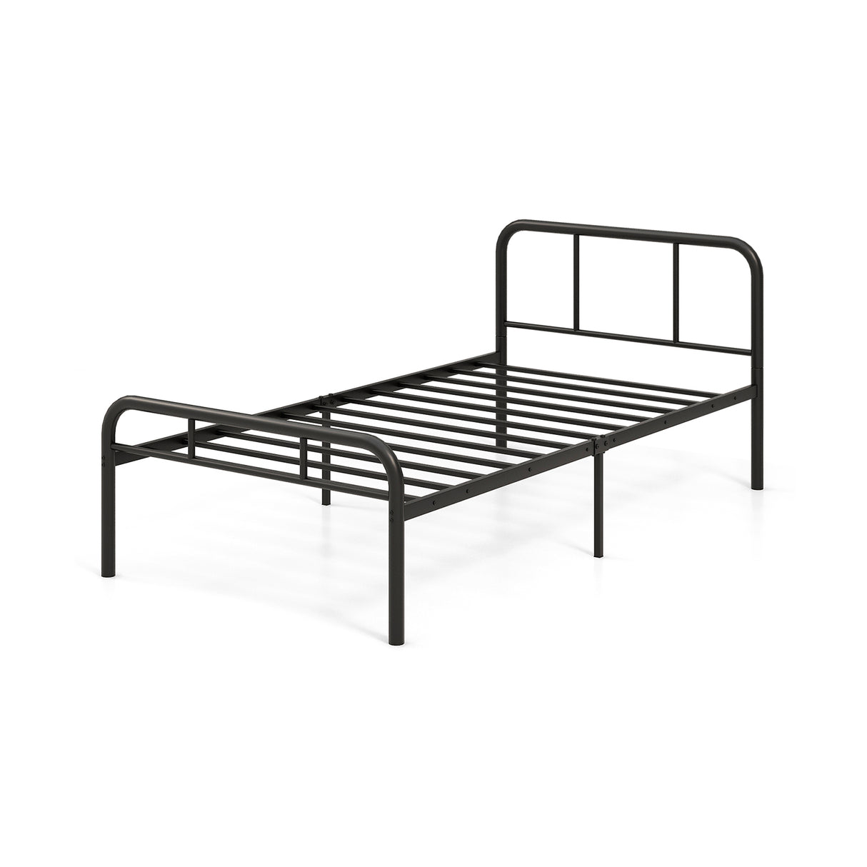 Modern Metal Platform Bed with Headboard and Footboard