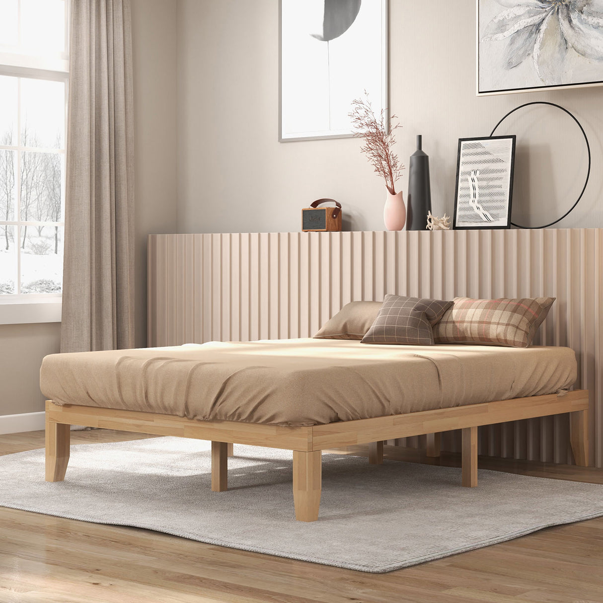 Queen Size 14 Inch Wooden Bed Mattress Frame