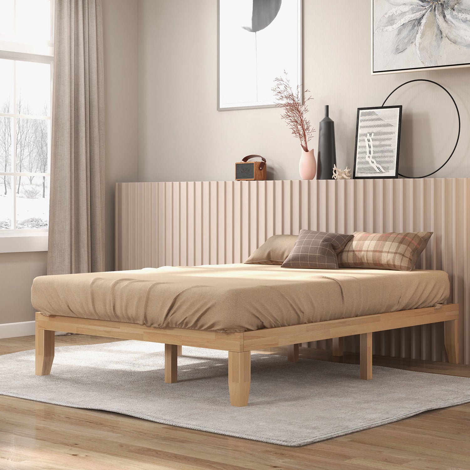 Queen Size 14 Inch Wooden Bed Mattress Frame