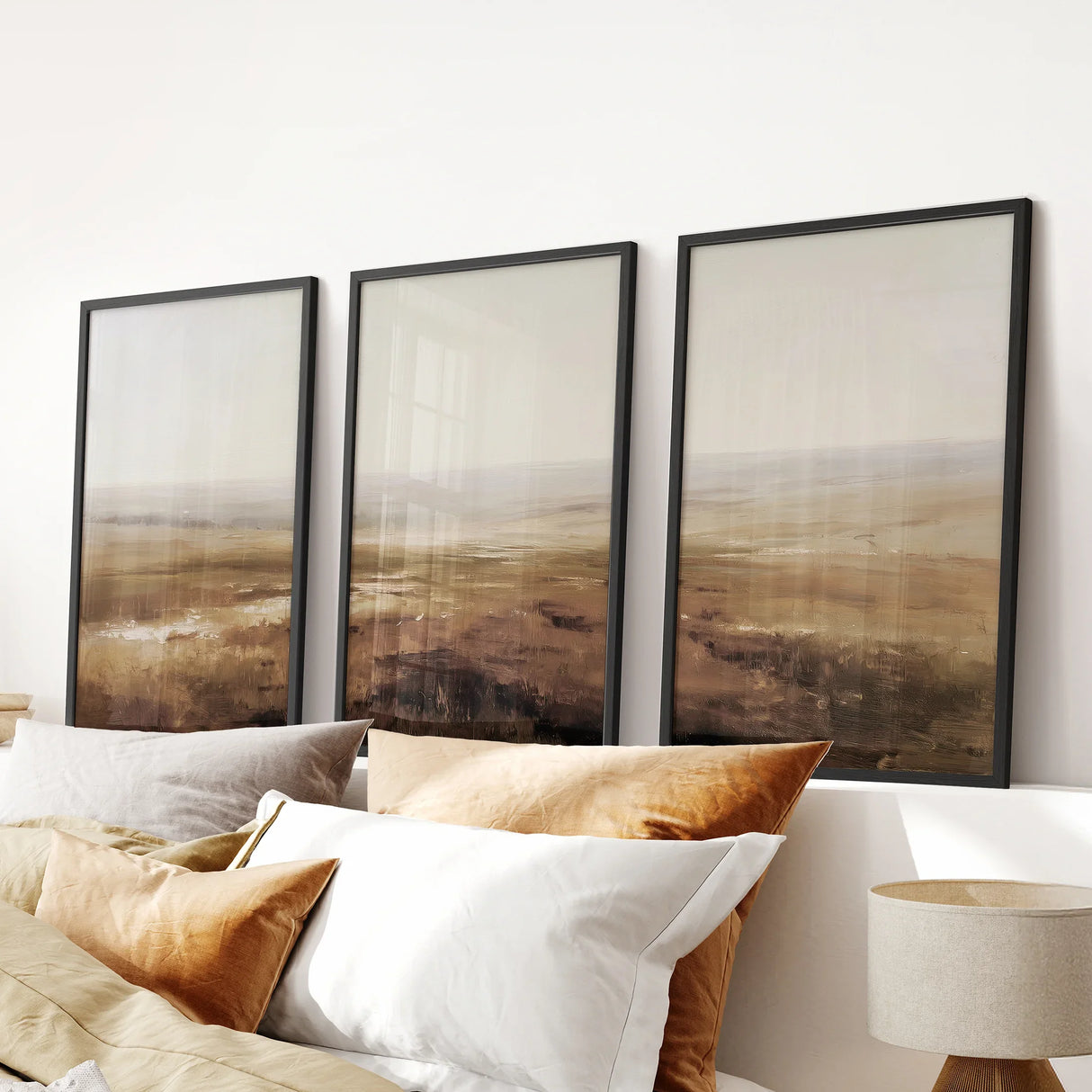 Minimalist Neutral Landscape Wall Art. Set of 3 Prints
