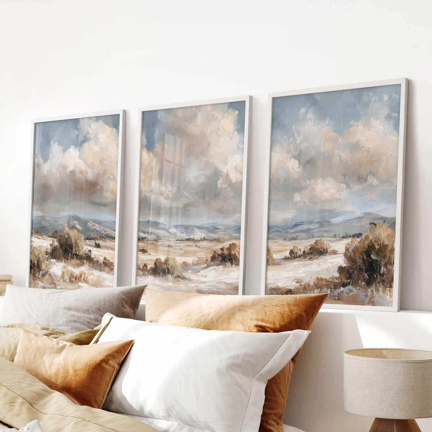Warm Neutral Desert Landscape Decor. 3 Piece Nature Wall Art