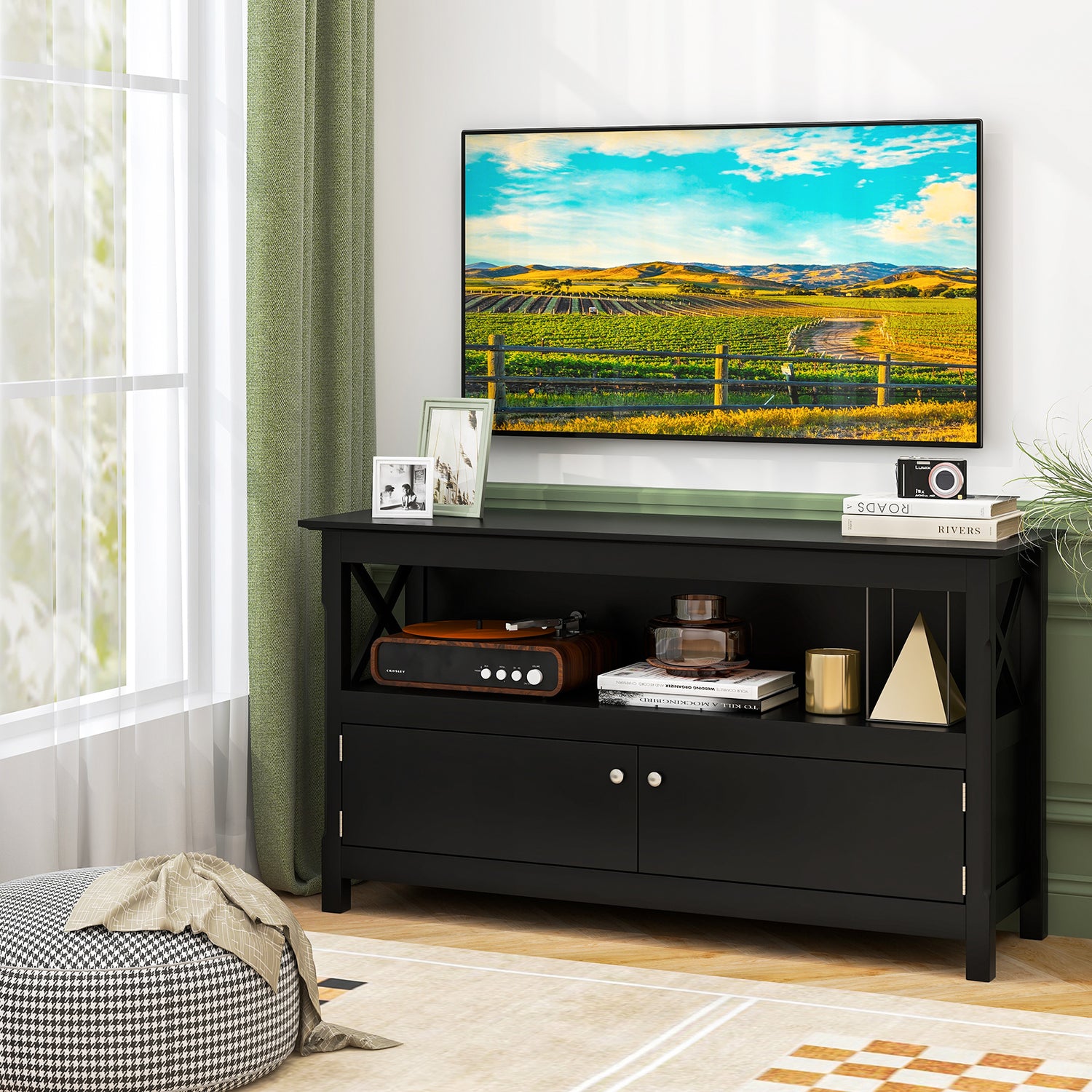 44 Inch Wooden Storage Cabinet TV Stand