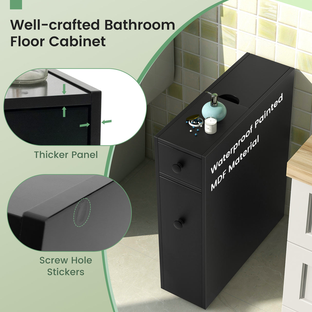 White Bathroom Cabinet Space Saver Storage Organizer