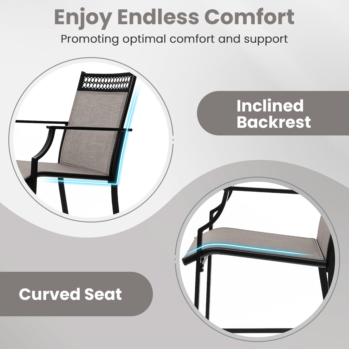 Outdoor Counter Stools Set of 2 Heavy-Duty Barstools with Footrest and Armrests