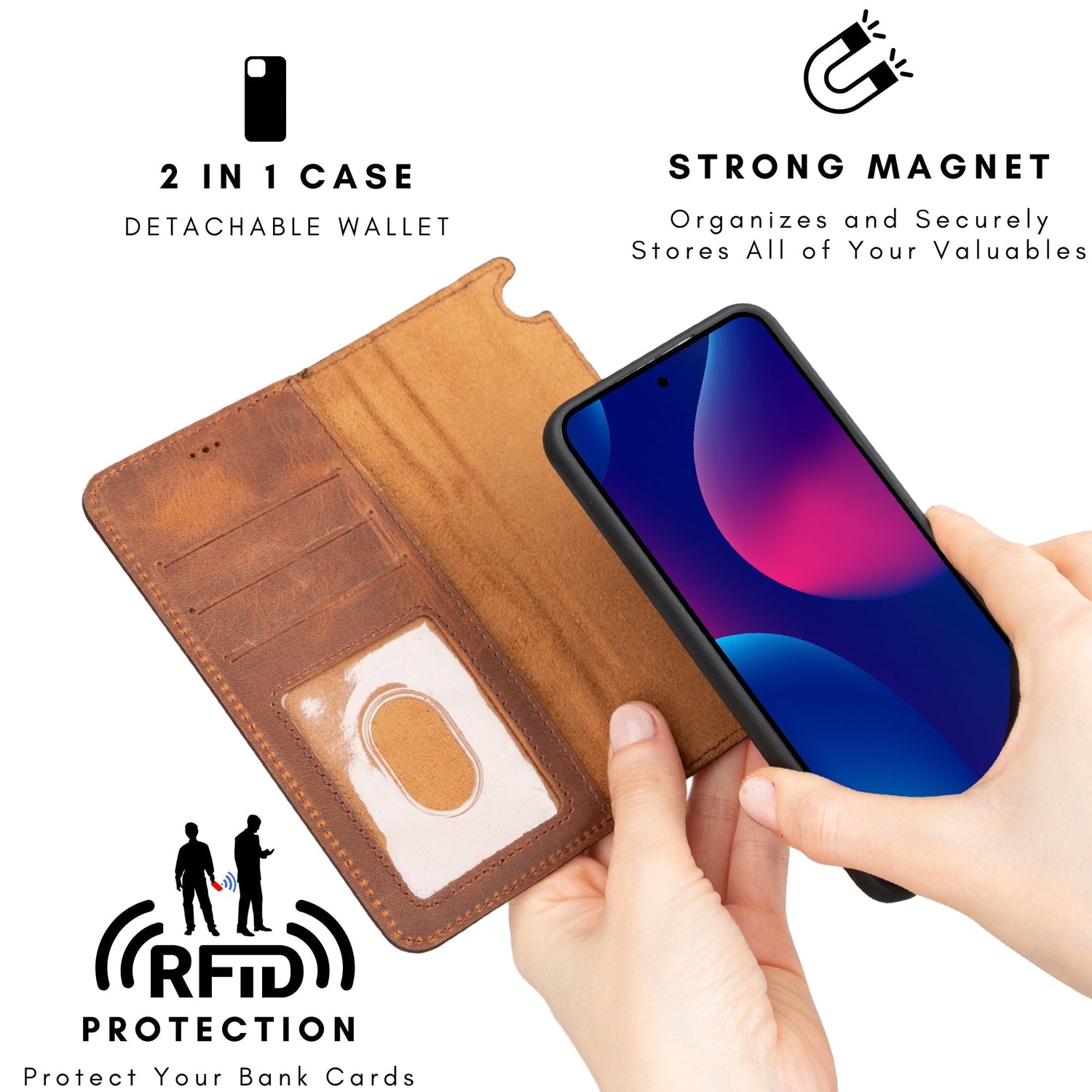 Buffalo Leather Samsung Galaxy S24 Plus Wallet with Detachable Case