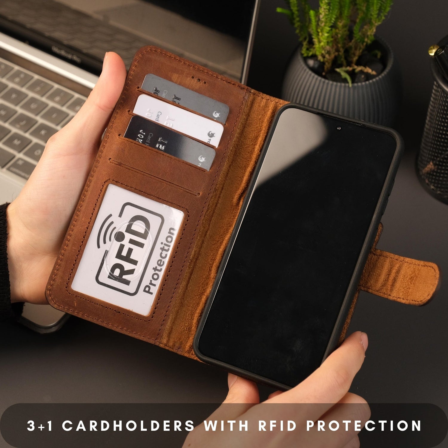 Buffalo Leather Samsung Galaxy S24 Plus Wallet with Detachable Case