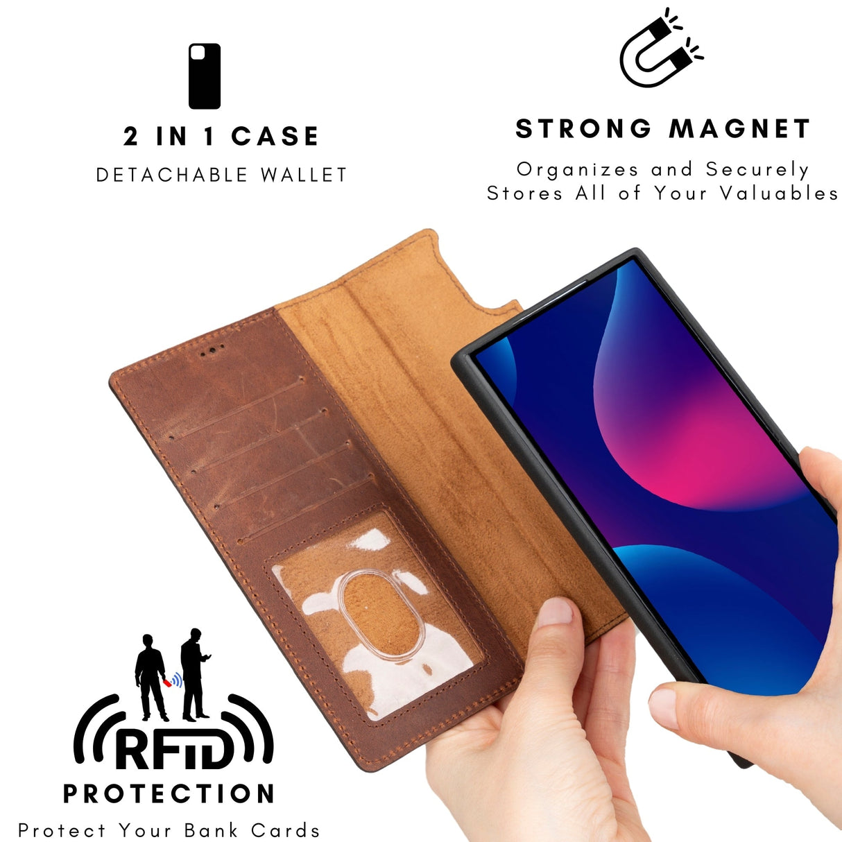 Buffalo Leather Samsung Galaxy S24 Ultra Wallet with Detachable Case