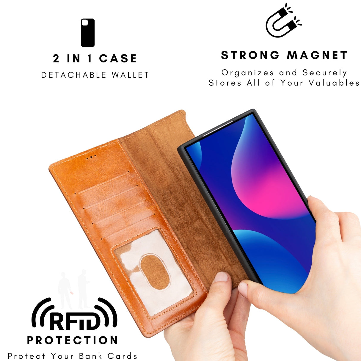 Buffalo Leather Samsung Galaxy S24 Ultra Wallet with Detachable Case