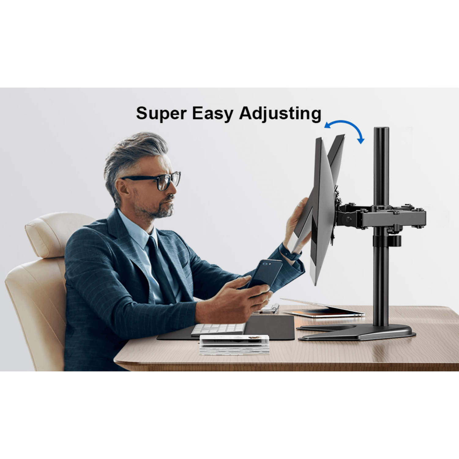ErgoAV Motion Desk Stand for Dual Monitors 13" to 27" up to 22lbs