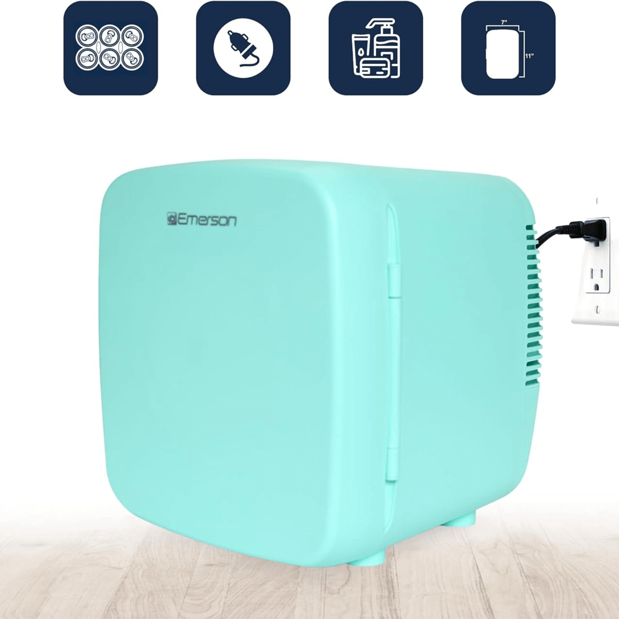 Emerson Portable Mini Fridge Cooler XL with 9 Liter Capacity and Locking Latch