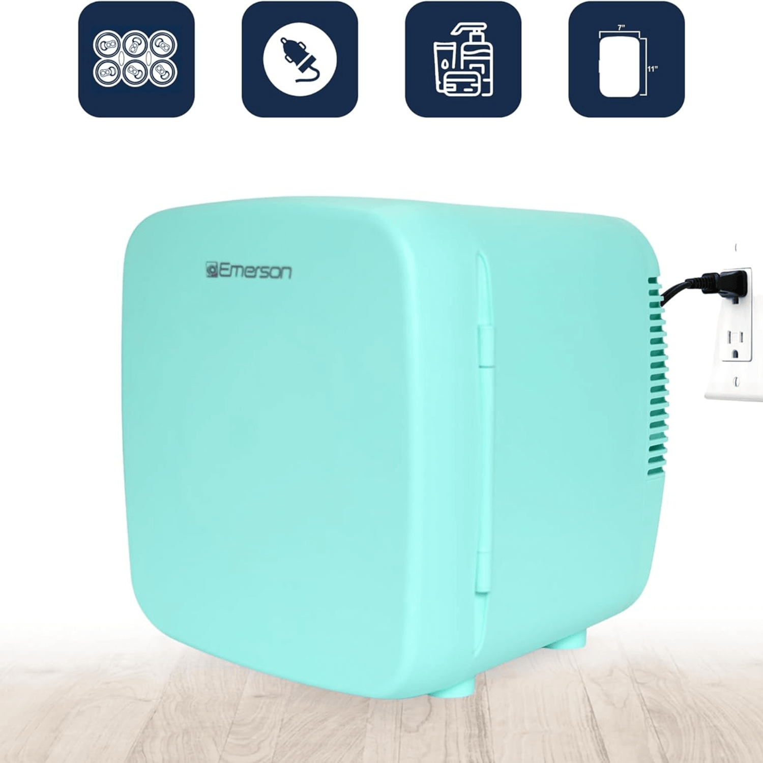 Emerson Portable Mini Fridge Cooler XL with 9 Liter Capacity and Locking Latch