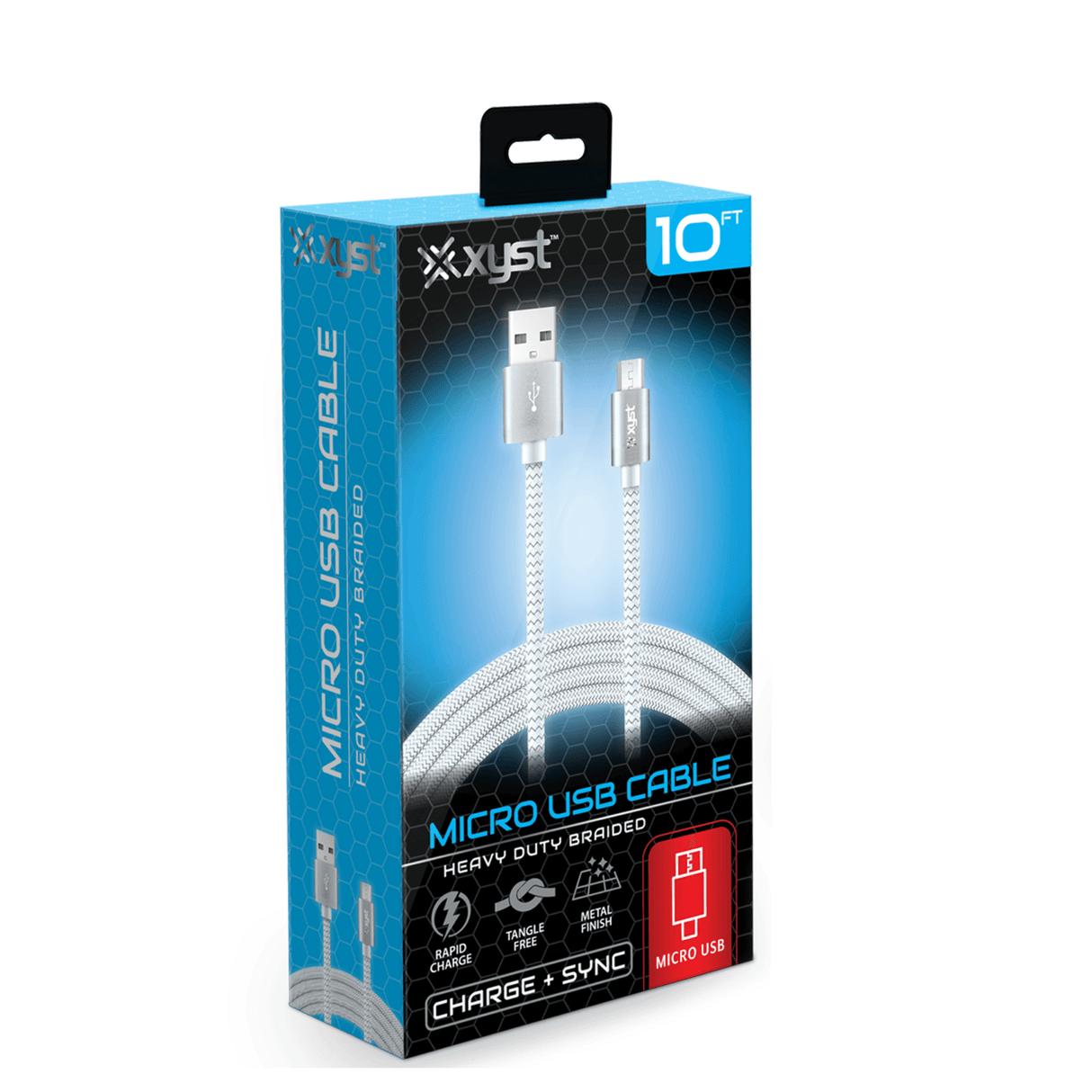 Xyst Charge and Sync USB to Micro USB Braided Cable 10Ft