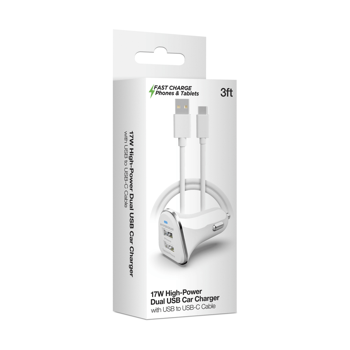 HyperGear Hi-Power Dual USB 3.4A Car Charger for iPhone 15 Androids Tablets Earbuds and Cameras