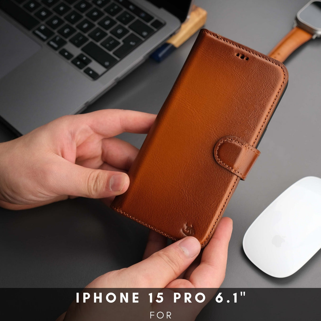 Casper Leather iPhone 15 Pro Wallet Case | Detachable MagSafe Compatible RFID Protection