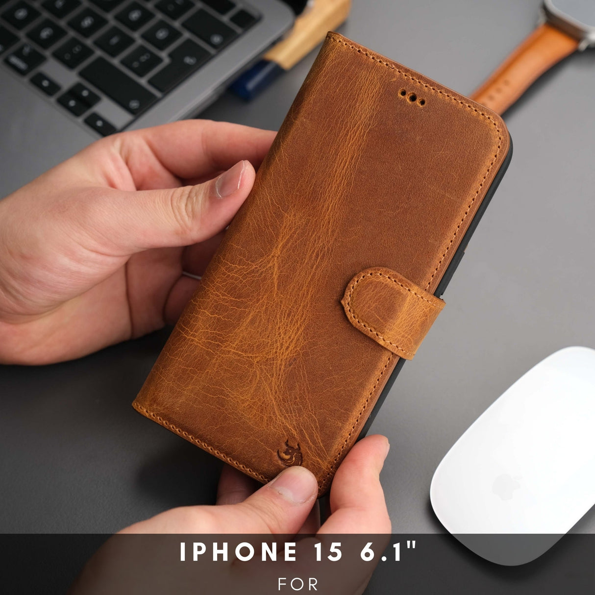 Casper Leather iPhone 15 Wallet Case | Detachable MagSafe Compatible RFID Protection