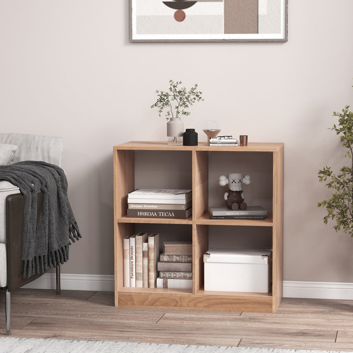 4-Cube Kids Bookcase with Open Shelves