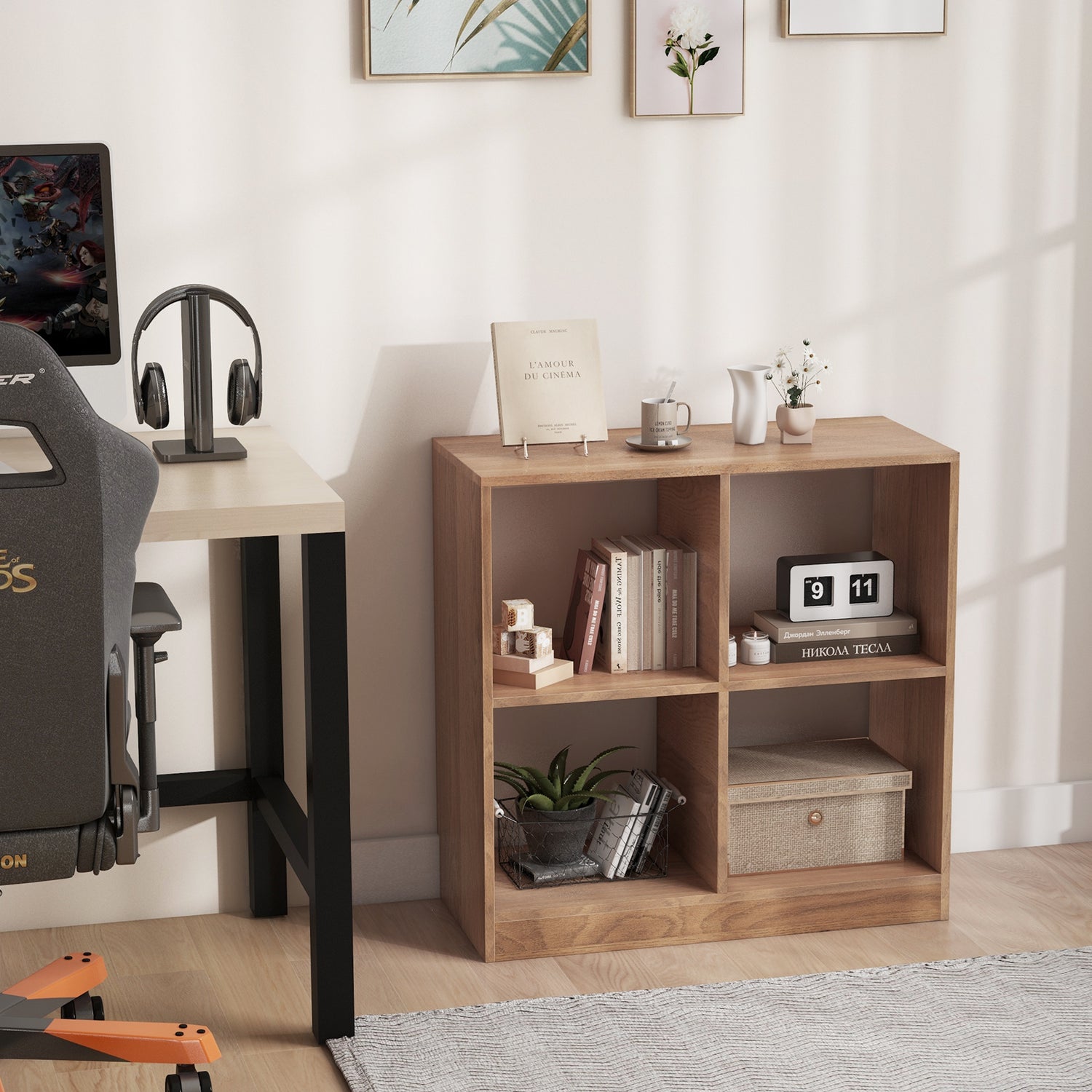 4-Cube Kids Bookcase with Open Shelves