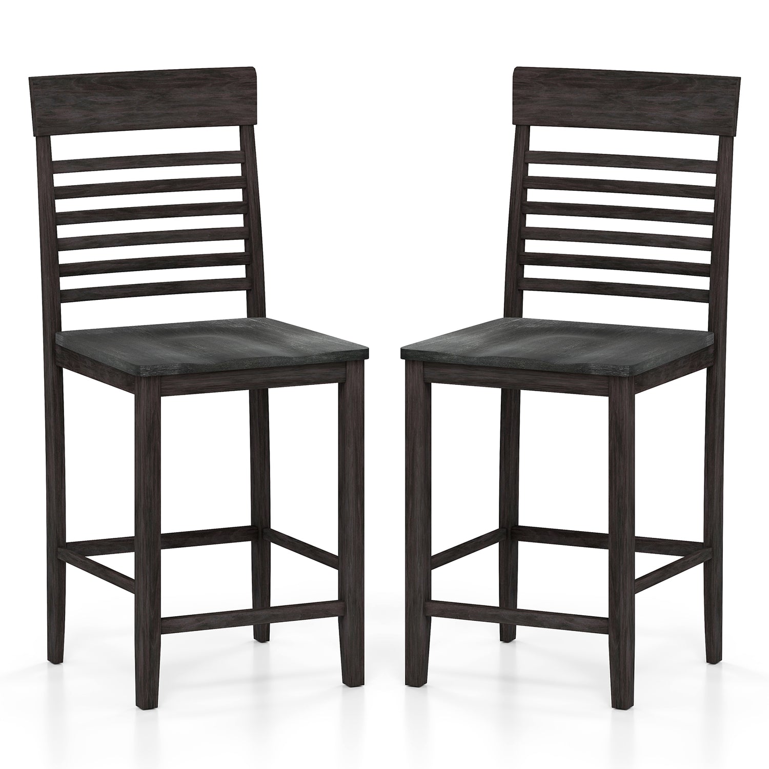Dining Chair Set of 2 with Footrests and Solid Wood Frame