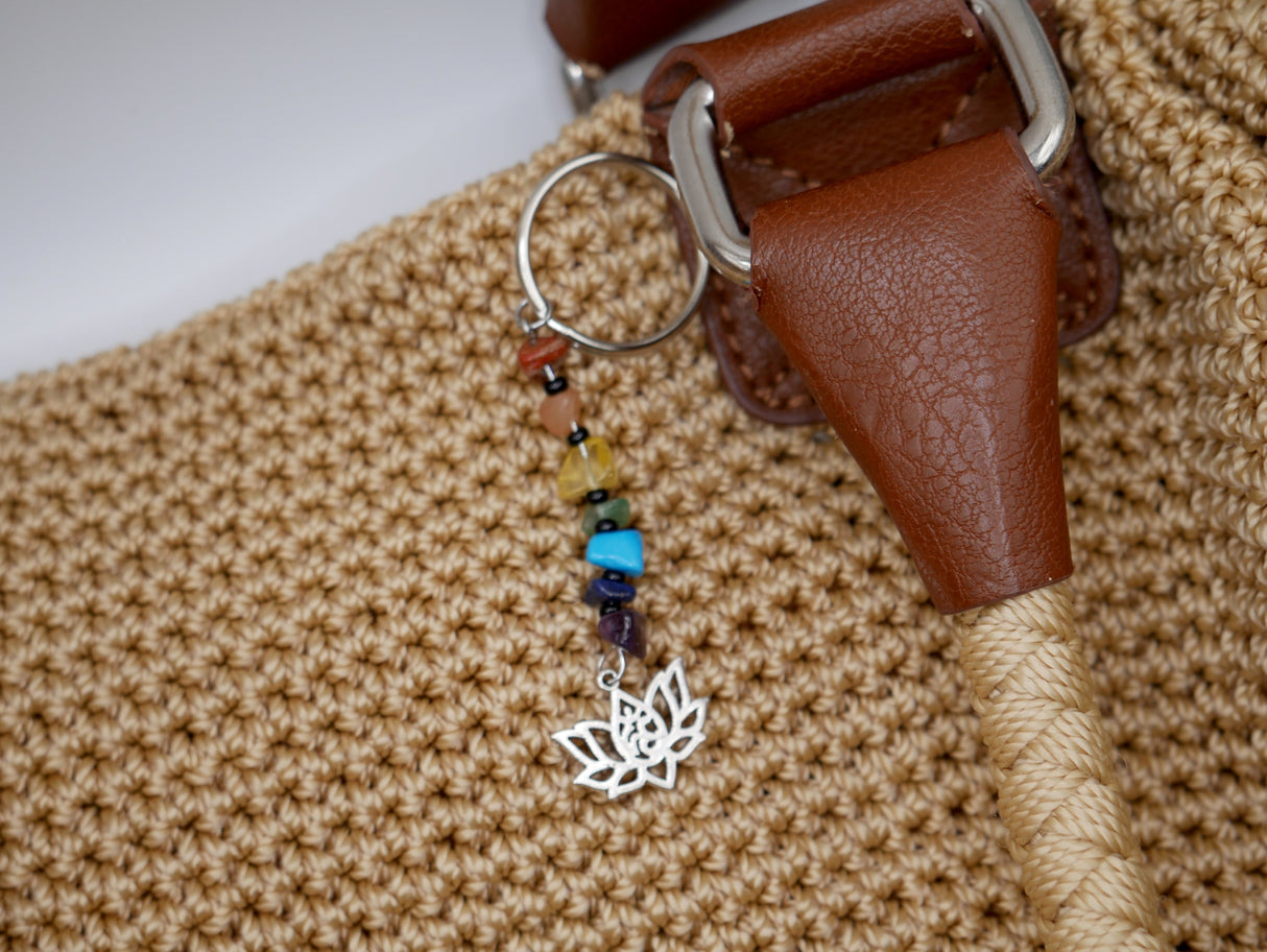 Chakra Rainbow Gemstone Keychain and Bag Charm