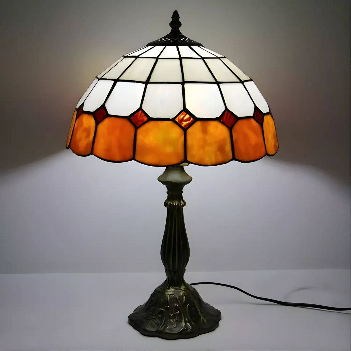 Antique Tiffany Lamp with Check Pattern