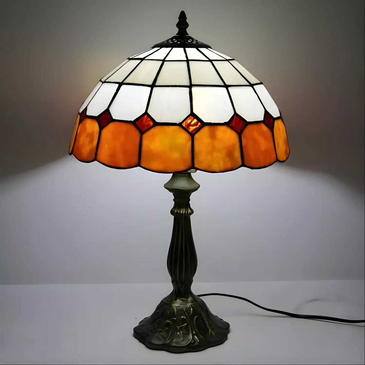 Antique Tiffany Lamp with Check Pattern