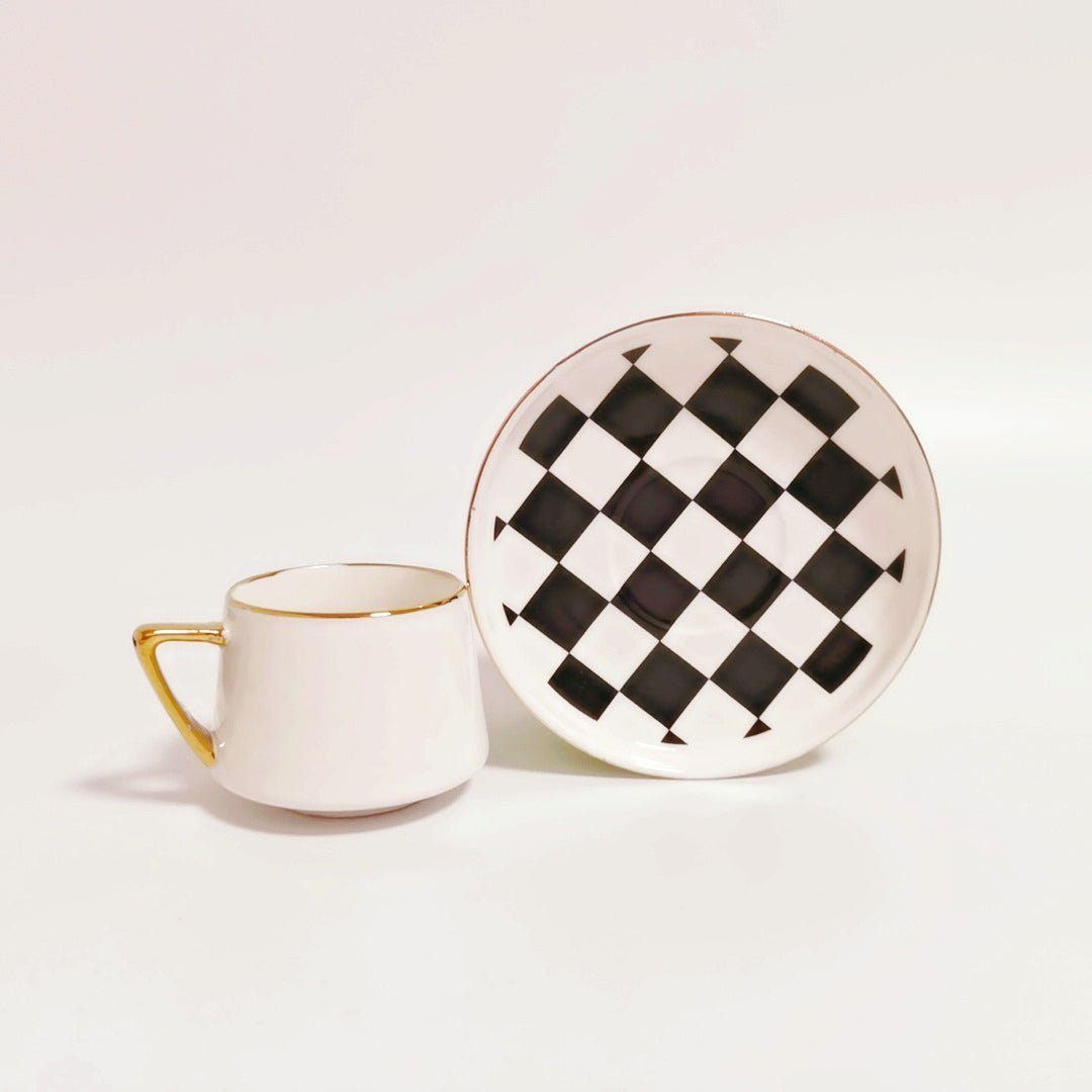 Checkered Espresso Cups - Set of 6