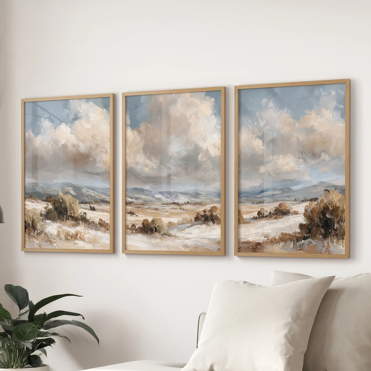 Warm Neutral Desert Landscape Decor. 3 Piece Nature Wall Art